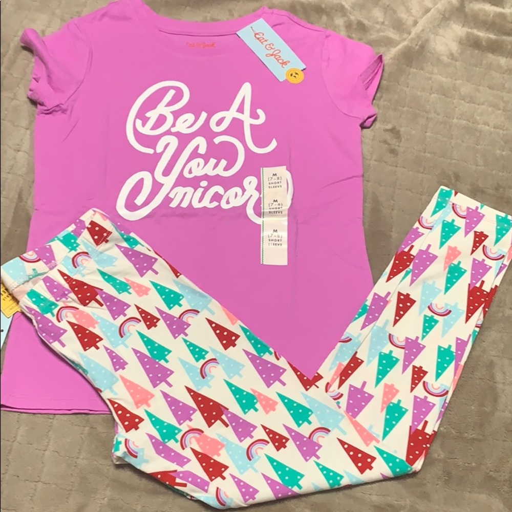 Cat & Jack girls graphic tee & legging outfit